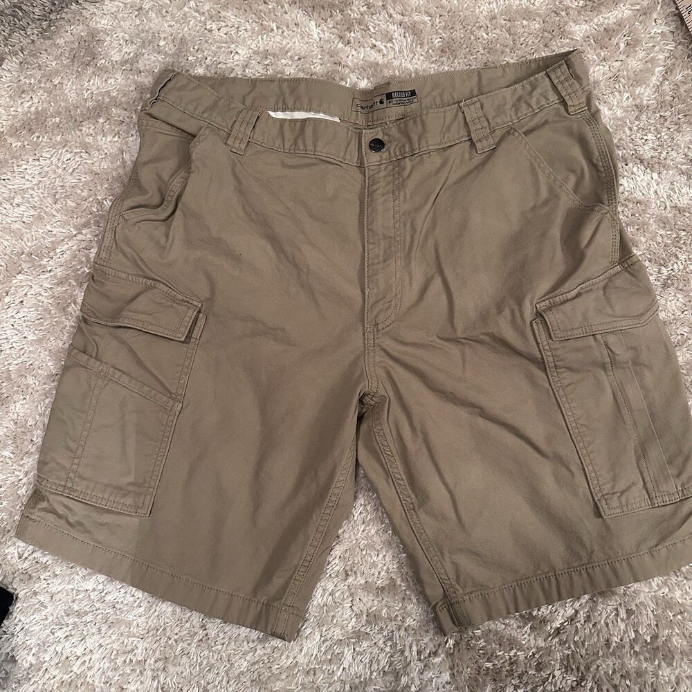 Carhartt Men’s Size 40 Tan Relaxed Fit Canvas Cargo Work Shorts Utility